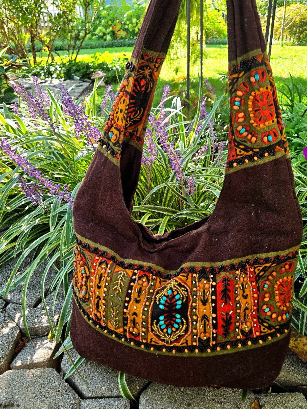 Embroidered beaded purse
